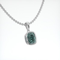 1.10 Ct. Bluish Green Sapphire Necklace, 18K White Gold 2