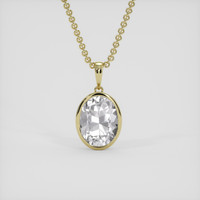 3.89 Ct. White Phenakite Pendant, 14K Yellow Gold 1