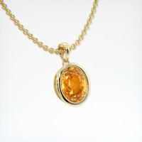 2.90 Ct. Orangish Yellow Sapphire Necklace, 14K Yellow Gold 2