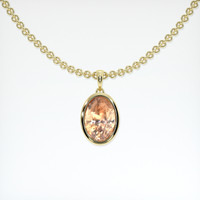 4.00 Ct. Peach Sapphire Necklace, 14K Yellow Gold 1