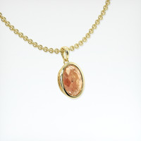 4.00 Ct. Peach Sapphire Necklace, 14K Yellow Gold 2