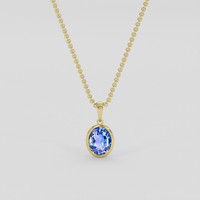 2.14 Ct. Blue Sapphire Pendant, 14K Yellow Gold 1