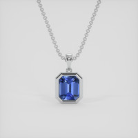 1.01 Ct. Blue Sapphire Pendant, 14K White Gold 1