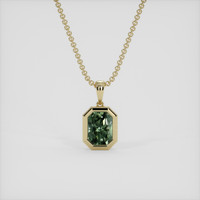 0.74 Ct. Bluish Green Sapphire Pendant, 14K Yellow Gold 1
