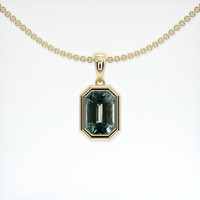 0.89 Ct. Bluish Green Sapphire Pendant, 14K Yellow Gold 1