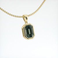 0.89 Ct. Bluish Green Sapphire Pendant, 14K Yellow Gold 2