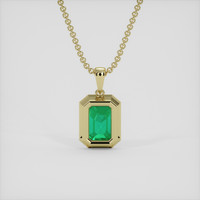 0.84 Ct. Emerald Pendant, 18K Yellow Gold 4