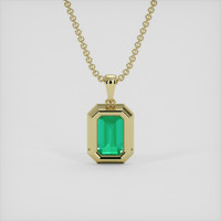 0.80 Ct. Emerald Pendant, 18K Yellow Gold 4