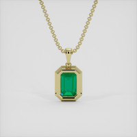0.87 Ct. Emerald Pendant, 18K Yellow Gold 4