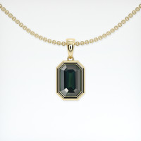 1.08 Ct. Bluish Green Sapphire Pendant, 18K Yellow Gold 1
