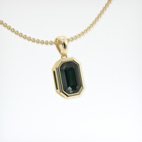 1.08 Ct. Bluish Green Sapphire Pendant, 18K Yellow Gold 2