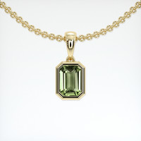 1.04 Ct. Green Sapphire Pendant, 18K Yellow Gold 1