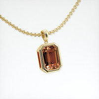 2.55 Ct. Orangish Brown Sapphire Pendant, 18K Yellow Gold 2