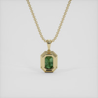 0.74 Ct. Bluish Green Sapphire Pendant, 18K Yellow Gold 4