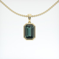 0.89 Ct. Bluish Green Sapphire Pendant, 18K Yellow Gold 1