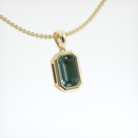 0.89 Ct. Bluish Green Sapphire Pendant, 18K Yellow Gold 2