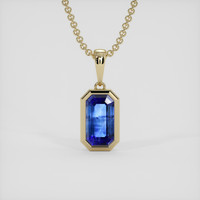 1.06 Ct. Blue Sapphire Pendant, 18K Yellow Gold 1