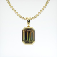 3.65 Ct. Greenish Brown Sapphire Pendant, 18K Yellow Gold 1