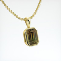 3.65 Ct. Greenish Brown Sapphire Pendant, 18K Yellow Gold 2