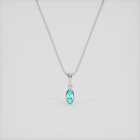 0.16 Ct. Bluish Green Paraiba Tourmaline Pendant, 14K White Gold 1