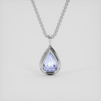 6.14 Ct. Blue Sapphire Pendant, 14K White Gold 4