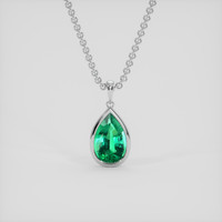 1.54 Ct. Emerald Pendant, 18K White Gold 1