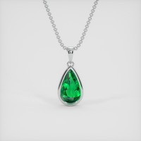 0.92 Ct. Emerald Pendant, 18K White Gold 1