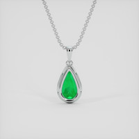0.92 Ct. Emerald Pendant, 18K White Gold 4