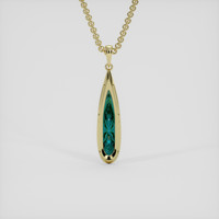 3.93 Ct. Bluish Green Tourmaline Pendant, 14K Yellow Gold 4