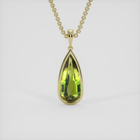3.87 Ct. Yellowish Green Sapphire Pendant, 14K Yellow Gold 1