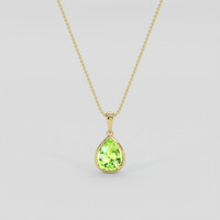 1.72 Ct. Green (Lime Green) Peridot Pendant, 18K Yellow Gold 1