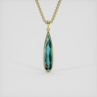 3.93 Ct. Bluish Green Tourmaline Pendant, 18K Yellow Gold 1