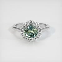 1.07 Ct. Bluish Green Sapphire Ring, Platinum 950 1