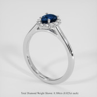 0.99 Ct. Blue Sapphire Ring, Silver 2