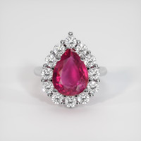 4.60 Ct. Pinkish Red Rubellite Tourmaline Ring, 10K White Gold 1