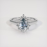 1.02 Ct. Greyish Blue Sapphire Ring, 14K White Gold 1