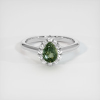 1.14 Ct. Green Sapphire Ring, 14K White Gold 1