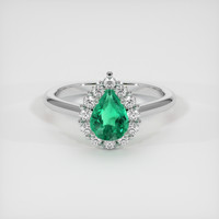 0.98 Ct. Emerald Ring, 18K White Gold 1
