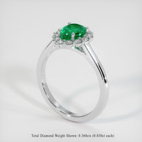 0.98 Ct. Emerald Ring, 18K White Gold 2