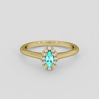 0.16 Ct. Bluish Green Paraiba Tourmaline Ring, 10K Yellow Gold 1