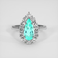 1.58 Ct. Greenish Blue Paraiba Tourmaline Ring, Platinum 950 1