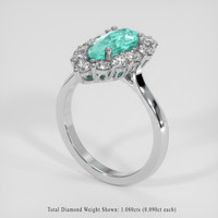 1.58 Ct. Greenish Blue Paraiba Tourmaline Ring, Platinum 950 2