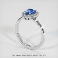 1.11 Ct. Blue Sapphire Ring, 14K White Gold 2