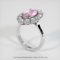 3.07 Ct. Pink Sapphire Ring, 14K White Gold 2