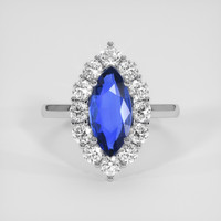 2.07 Ct. Blue Sapphire Ring, 14K White Gold 1