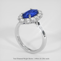 2.07 Ct. Blue Sapphire Ring, 14K White Gold 2