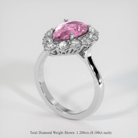 3.00 Ct. Pink Sapphire Ring, 18K White Gold 2