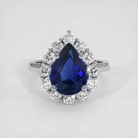 4.08 Ct. Blue Sapphire Ring, 18K White Gold 1