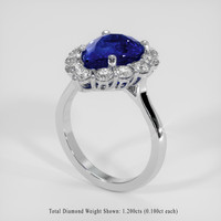 4.08 Ct. Blue Sapphire Ring, 18K White Gold 2