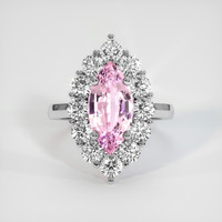 3.07 Ct. Pink Sapphire Ring, 18K White Gold 1